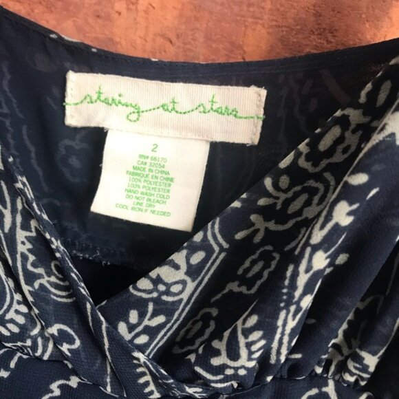 Anthropologie Starting At Stars Boho Ruched Mini Dress Print Sundress Strap Fit - Picture 4 of 13